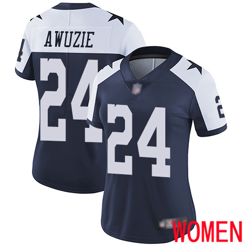 Women Dallas Cowboys Limited Navy Blue Chidobe Awuzie Alternate #24 Vapor Untouchable Throwback NFL Jersey
